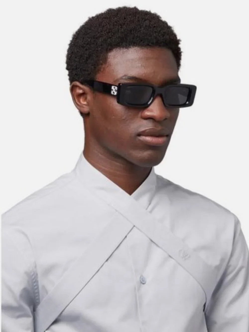 Off-White OERI127 ARTHUR 1040 Rectangle Sunglasses – Black / Blue